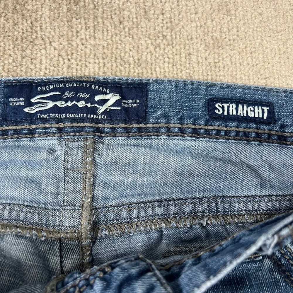 Seven7 Men's Straight Leg Denim Jeans Size 38x32 Pockets‎ Boho Whiskering - Picture 2 of 10
